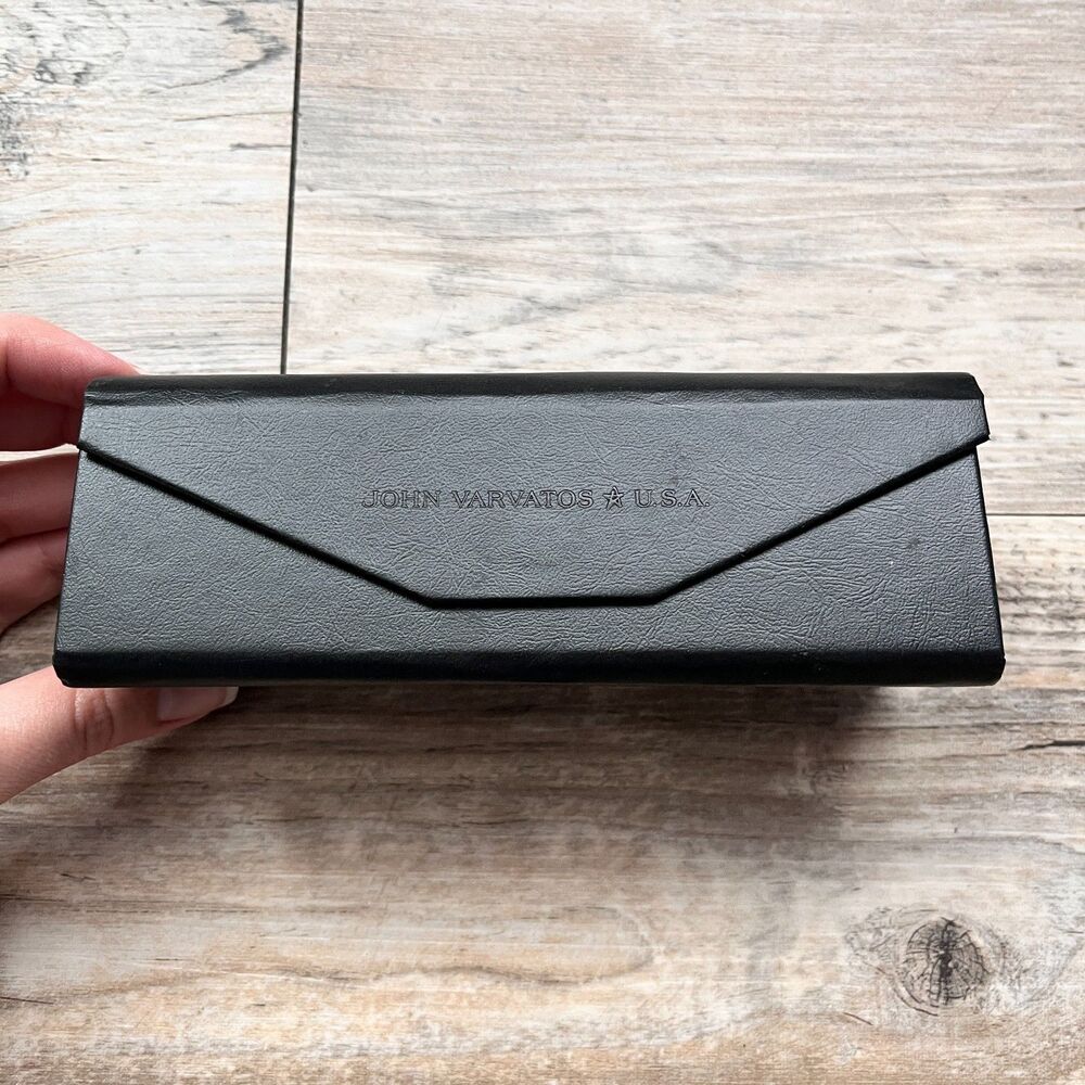 John Varvatos USA Eyeglass Case Black Hard Shell Designer Storage Magnet Close